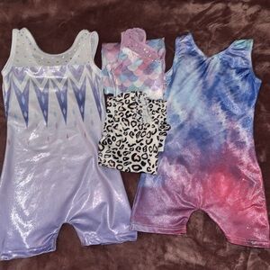 Toddler girls gymnastics tank/shorts leotards bundle